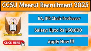 CCSU Meerut Recruitment 2025 - Apply Online for 03 Research Assistant, IPR Chair Professor Posts by Sep 28