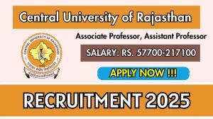 Central University of Rajasthan Recruitment 2025 - Apply Online for Associate Professor, Assistant Professor Posts Central University of Rajasthan Recruitment 2025 - Apply Online for Associate Professor, Assistant Professor Posts