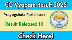 CG Vyapam Prayogshala Paricharak Result 2025 Out at vyapamcg.cgstate.gov.in, Direct Link to Download Result PDF Here