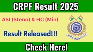 CRPF ASI (Steno) & HC (Min) PET and PST Result 2025 Out at crpf.gov.in, Direct Link to Download Result PDF Here