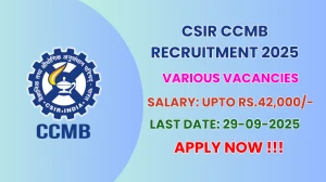 CSIR CCMB Recruitment 2025 - Apply Online for 09 Project Assistant, Project Associate and More Posts