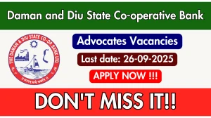 Daman and Diu State Co-operative Bank Advocates Recruitment 2025 - Apply Offline