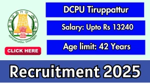 DCPU Tiruppattur Assistant Cum Data Entry Operator Recruitment 2025 - Apply Offline for 01 Posts by Sept 23