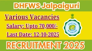 DHFWS Jalpaiguri Recruitment 2025 - Apply Online for 14 Paediatrician, Psychiatrist and More Posts DHFWS Jalpaiguri Recruitment 2025 - Apply Online for 14 Paediatrician, Psychiatrist and More Posts