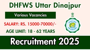 DHFWS Uttar Dinajpur Recruitment 2025 - Apply Online for 25 Specialist, Pharmacist and More Posts by Sep 18 DHFWS Uttar Dinajpur Recruitment 2025 - Apply Online for 25 Specialist, Pharmacist and More Posts by Sep 18