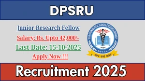 DPSRU Junior Research Fellow Recruitment 2025 - Apply Offline for 01 Posts by Oct 15