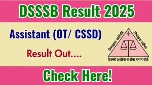 DSSSB Assistant (OT/ CSSD) Result 2025 Out at dsssb.delhi.gov.in, Direct Link to Download Result PDF Here DSSSB Assistant (OT/ CSSD) Result 2025 Out at dsssb.delhi.gov.in, Direct Link to Download Result PDF Here