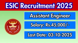 ESIC Assistant Engineer Recruitment 2025 - Apply Offline by Oct 03