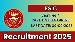 ESIC Visiting / Part Time Lecturers Recruitment 2025 - Apply Offline for 05 Posts by Sep 09