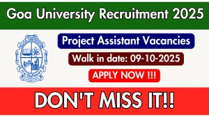 Goa University Project Assistant Recruitment 2025 – Walk in