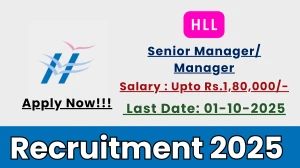 HLL Recruitment 2025 - Apply Offline for 01 Senior Manager/ Manager Posts by Oct 01 HLL Recruitment 2025 - Apply Offline for 01 Senior Manager/ Manager Posts by Oct 01