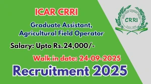 ICAR CRRI Recruitment 2025 – Walk in for 04 Graduate Assistant, Agricultural Field Operator Posts