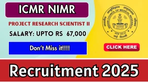 ICMR NIMR Project Research Scientist II Recruitment 2025 – Walk in for 01 Posts