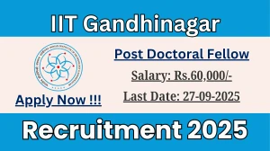 IIT Gandhinagar Post Doctoral Fellow Recruitment 2025 - Apply Online