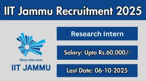 IIT Jammu Research Intern Recruitment 2025 - Apply Online