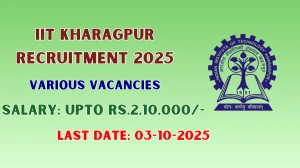 IIT Kharagpur Recruitment 2025 - Apply Offline for Professor, Senior Resident and More Posts by Oct 03