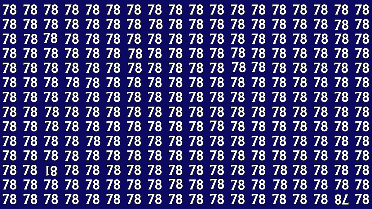 Inverted Optical Illusion: Within 8 Seconds Spot The Inverted 78 and 81 among 78s