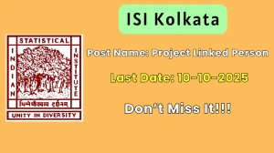 ISI Kolkata Project linked person Recruitment 2025 - Apply Offline by Oct 10