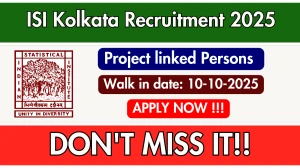 ISI Kolkata Project linked Persons Recruitment 2025 - Apply Offline