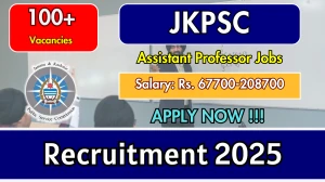 JKPSC Assistant Professor Recruitment 2025 - Apply Online for 105 Posts
