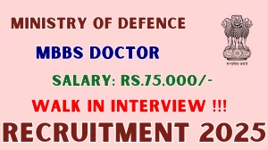 Ministry Of Defence MBBS Doctor Recruitment 2025 – Walk in