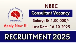 NBRC Consultant Recruitment 2025 - Apply Offline
