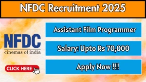 NFDC Assistant Film Programmer Recruitment 2025 - Apply Online for 01 Posts by Sep 22