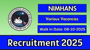 NIMHANS Recruitment 2025 – Walk in for 04 Clinician Scientist, Clinical Project Associate and More Posts NIMHANS Recruitment 2025 – Walk in for 04 Clinician Scientist, Clinical Project Associate and More Posts