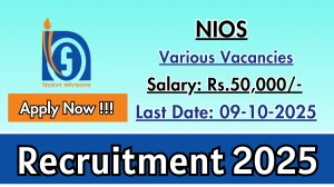 NIOS Recruitment 2025 - Apply Online for 32 Project Consultant, State Consultant and More Posts by Oct 09