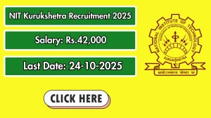 NIT Kurukshetra Junior Research Fellow Recruitment 2025 - Apply Offline by Oct 24