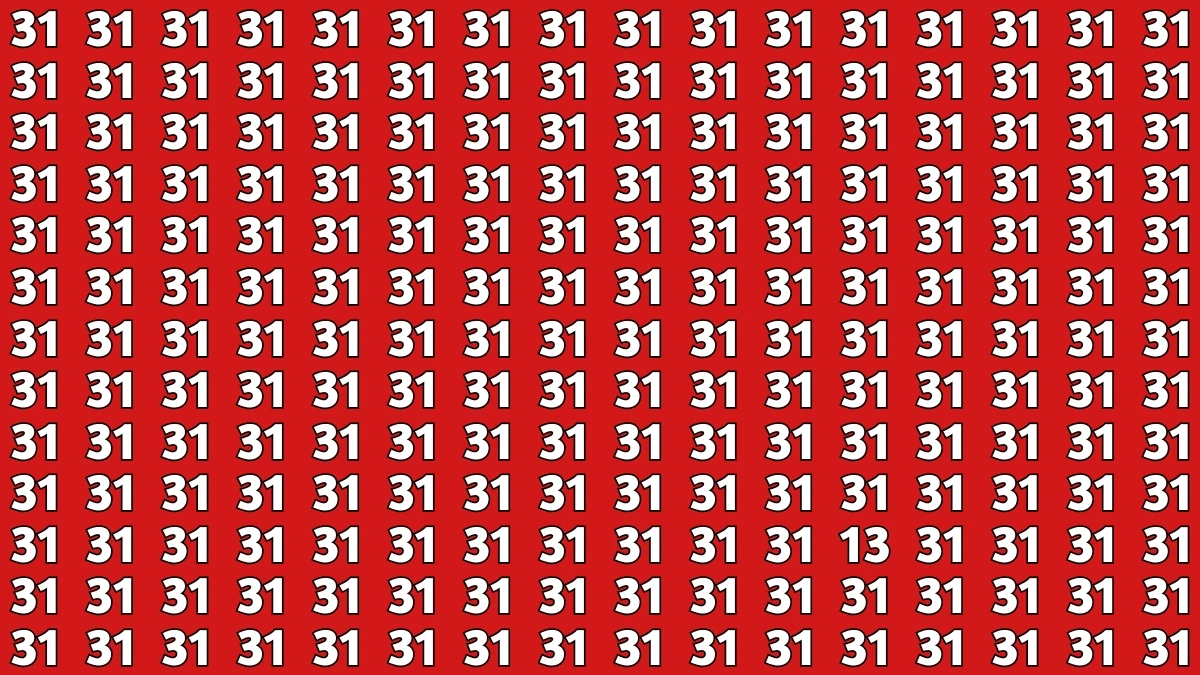 Observation Find It Out: Within 7 Seconds Spot The Number 13 among 31s