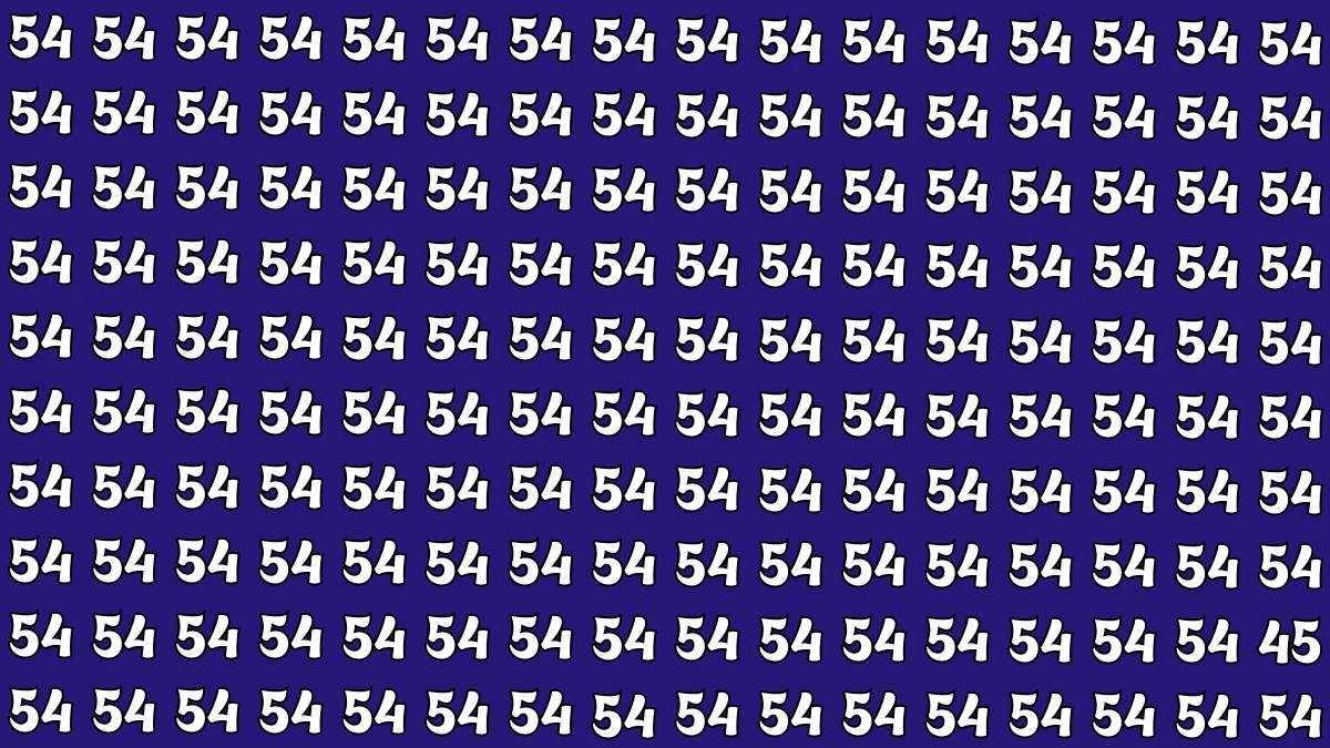 Observation Find It Out: Within 7 Seconds Spot The Number 45 among 54s