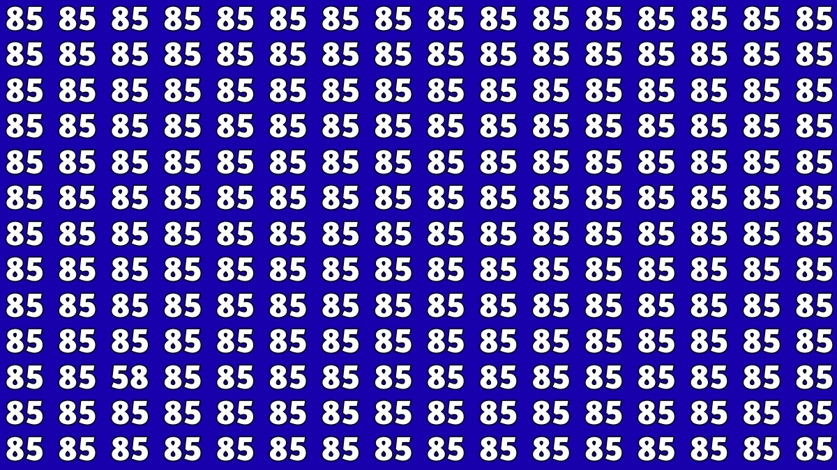 Observation Find It Out: Within 7 Seconds Spot The Number 58 among 85s