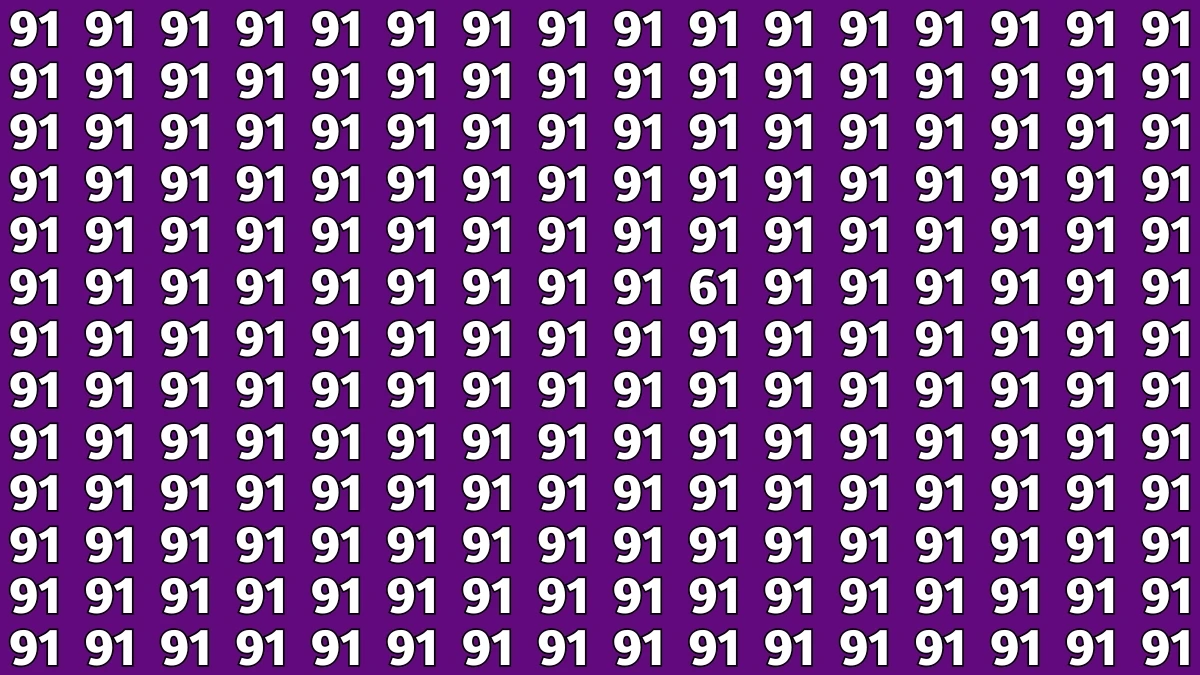 Observation Find It Out: Within 7 Seconds Spot The Number 61 among 91s