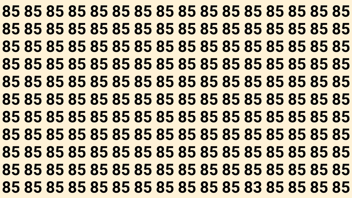 Observation Find It Out: Within 8 Seconds Spot The Number 83 among 85