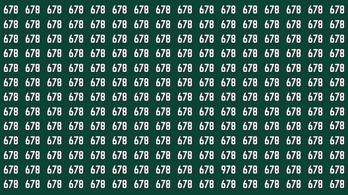 Optical Illusion 7 Seconds Challenge: Only People with Eagle Eyes Can spot the Number 978