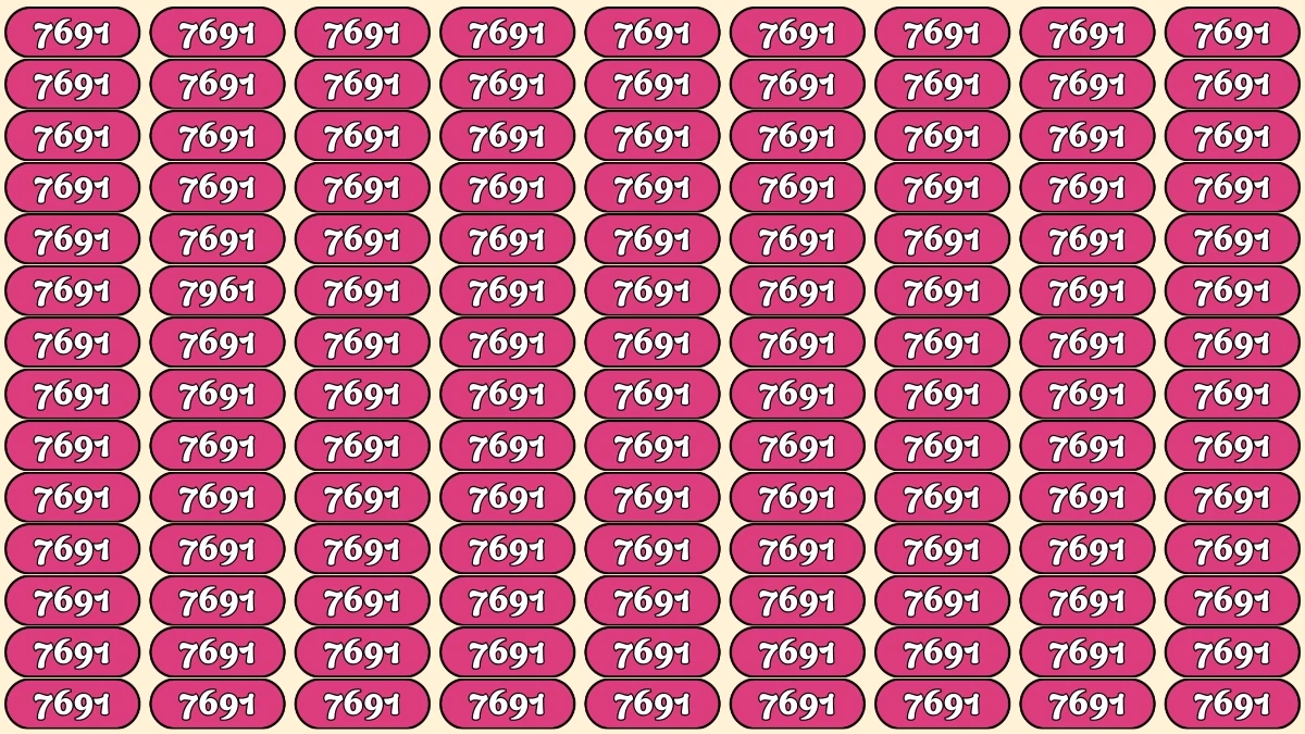 Optical Illusion Puzzle IQ Test: Within 9 Seconds Spot The Number 7961 among 7691s