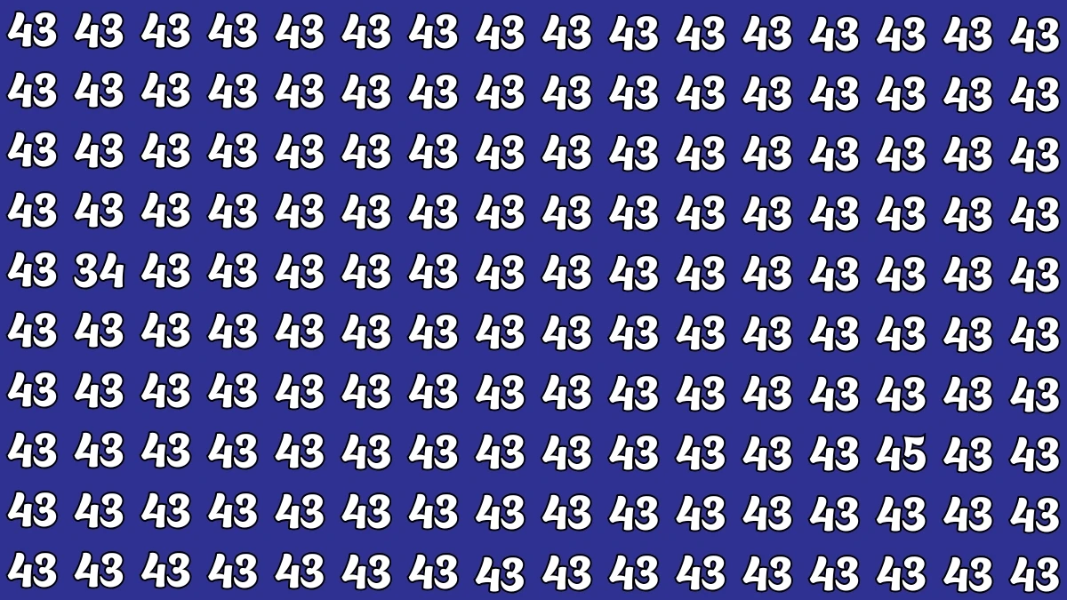 Optical Illusion: Within 5 Seconds Spot The Number 34 and 45 among 43s