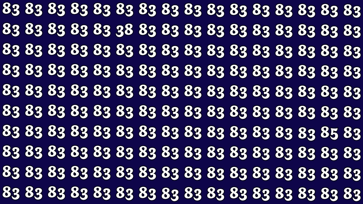 Optical Illusion: Within 5 Seconds Spot The Number 38 and 85 among 83s