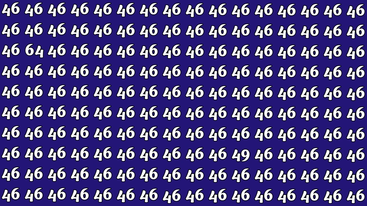 Optical Illusion: Within 5 Seconds Spot The Number 49 and 64 among 46s