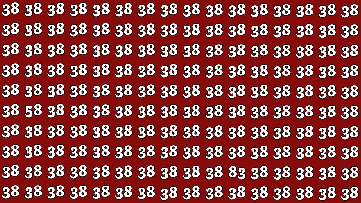 Optical Illusion: Within 5 Seconds Spot The Number 58 and 83 among 38s