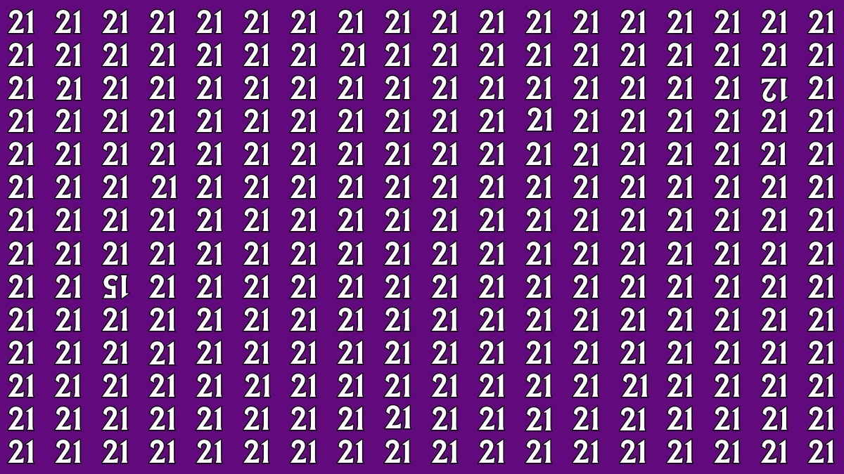 Optical Illusion: Within 6 Seconds Spot The Inverted 12 and 15 among 21s