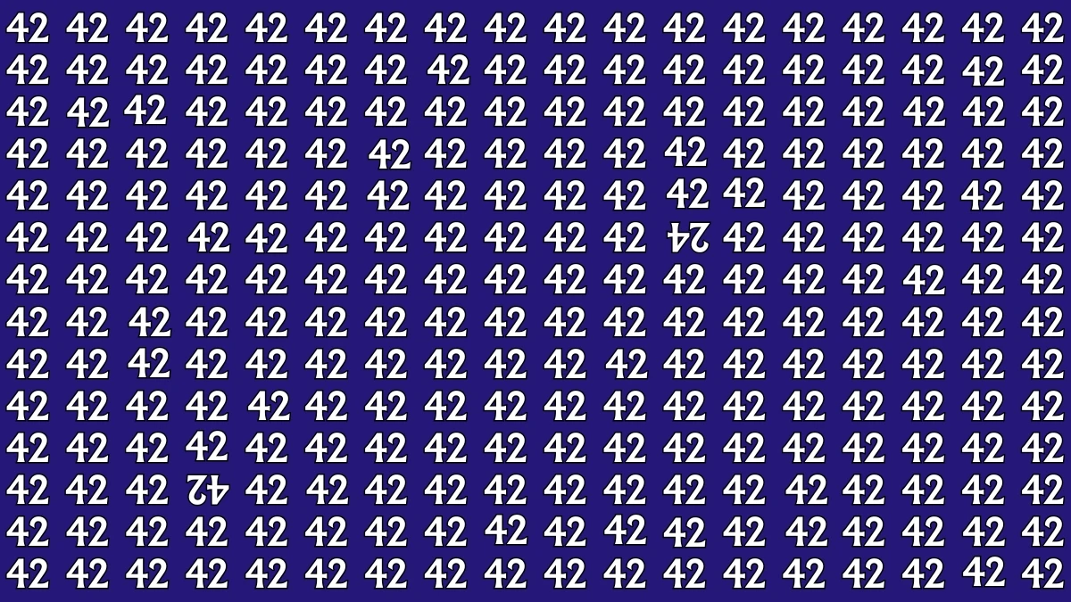 Optical Illusion: Within 6 Seconds Spot The Inverted 24 and 42 among 42s