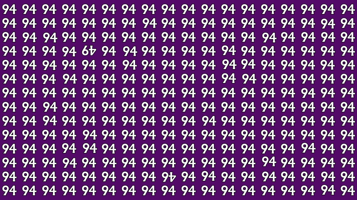 Optical Illusion: Within 6 Seconds Spot The Inverted 46 and 49 among 94s
