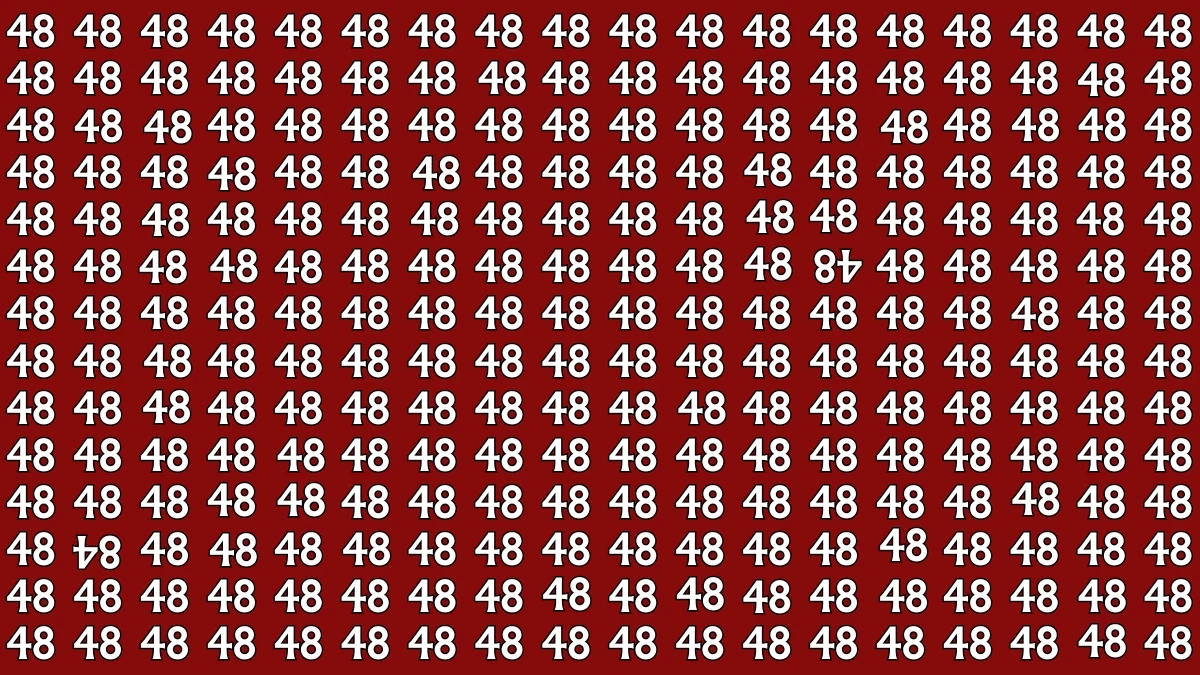 Optical Illusion: Within 6 Seconds Spot The Inverted 48 and 84 among 48s