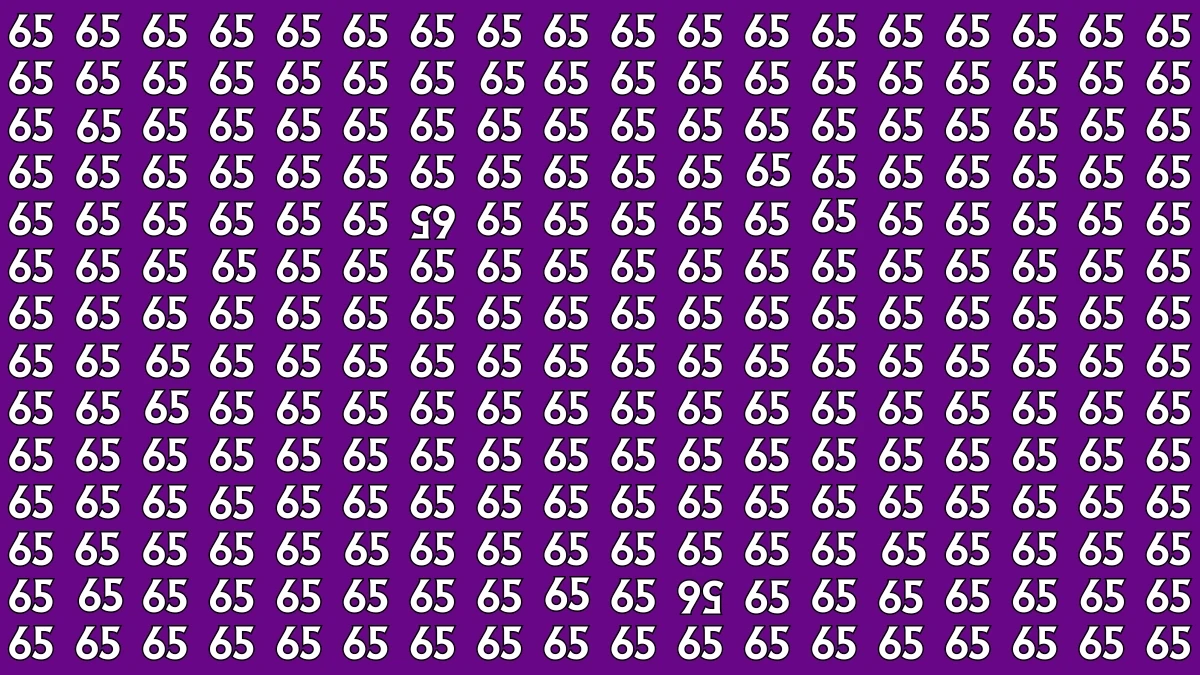Optical Illusion: Within 6 Seconds Spot The Inverted 65 and 56 among 65s