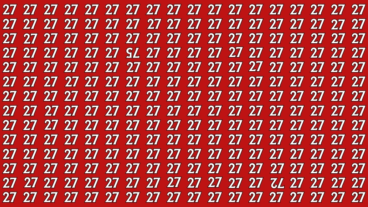 Optical Illusion: Within 6 Seconds Spot The Inverted 72 and 75 among 27s