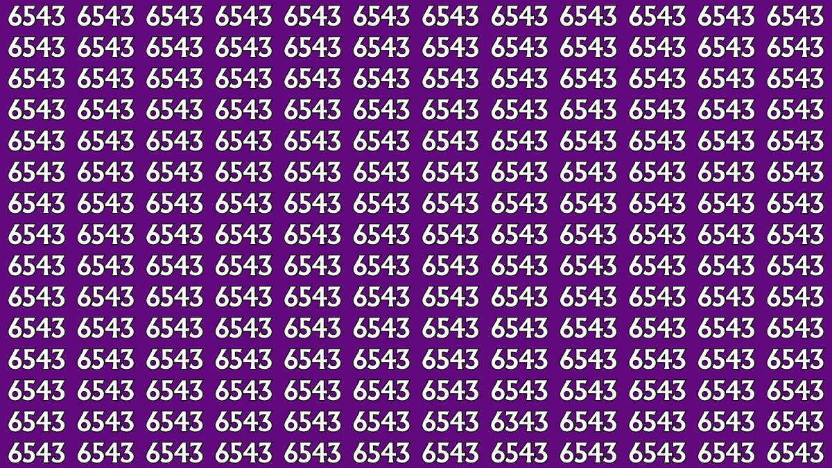 Optical Illusion: Within 6 Seconds Spot The Number 6543 among 6343