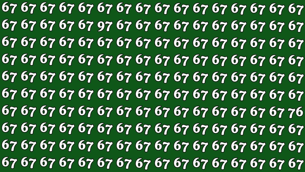 Optical Illusion: Within 6 Seconds Spot The Number 97 and 76 among 67s