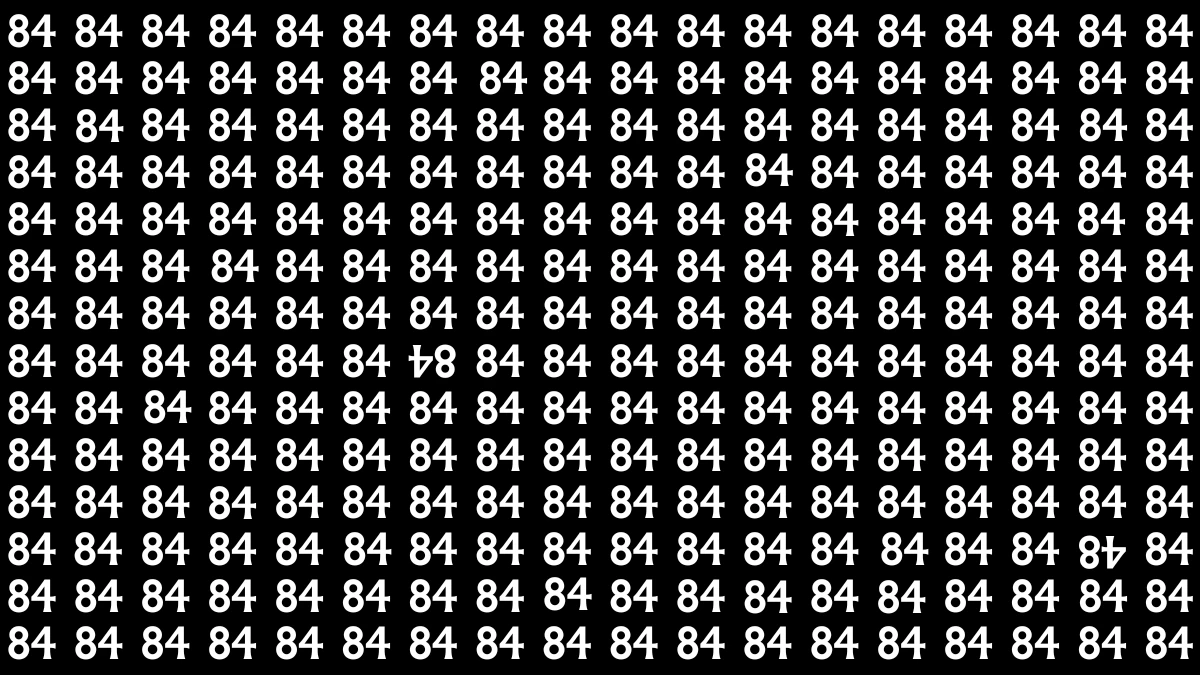 Optical Illusion: Within 8 Seconds Spot The Inverted 48 and 84 among 84s